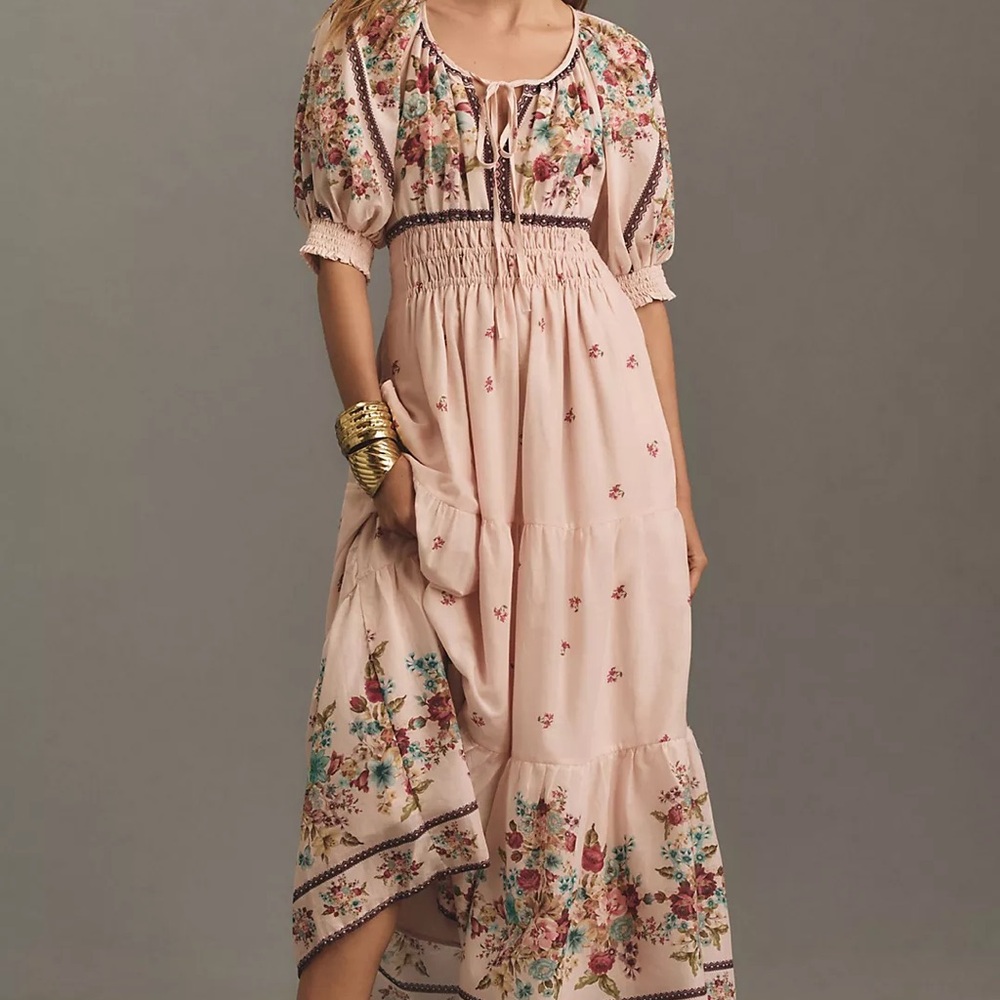 Anthropologie The Somerset Puff-Sleeve Maxi Dress